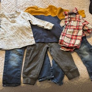 Kids Colorful Long Sleeve Shirt Set-winter jeans and sweatpants